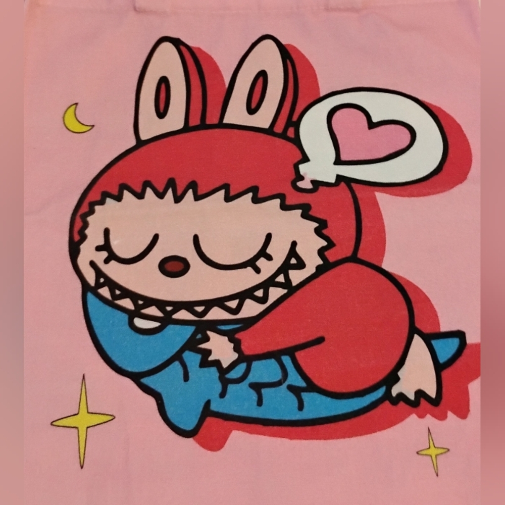 Labubu Pink Character Tote Bag (15"L×13"H) 24"H With Strap